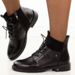 Czarne botki damskie Potocki 12688-wyprzedaż