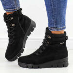 Czarne botki damskie na koturnie M.Daszyński 23109a-3-wyprzedaż