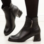 Czarne botki damskie na obcasie Potocki 12291-wyprzedaż