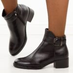 Czarne botki damskie na obcasie Potocki 12721-wyprzedaż