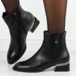 Czarne botki damskie na obcasie Vinceza 58347-wyprzedaż