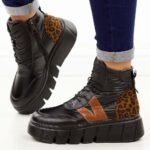 Czarne botki damskie na platformie Vinceza 58562-wyprzedaż