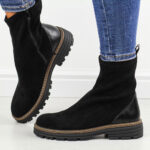 Czarne botki damskie na traperze M.Daszyński Sa259-2-wyprzedaż