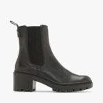Czarne botki na obcasie z logotypem SAMANTA-wyprzedaż
