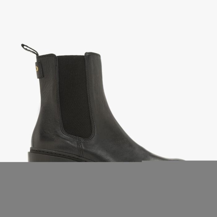 Czarne botki na obcasie z logotypem SAMANTA-wyprzedaż