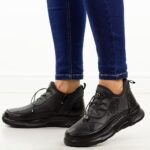 Czarne ciepłe botki damskie Potocki 16355-wyprzedaż