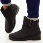 Czarne ciepłe botki damskie na koturnie Vinceza 86240-wyprzedaż