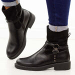 Czarne płaskie botki damskie M.Daszyński Sa252-12-wyprzedaż