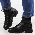 Czarne pu trapery damskie M.Daszyński 23123-8-wyprzedaż