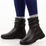 Czarne skórzane botki damskie Cambell 19304-wyprzedaż