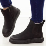 Czarne skórzane botki damskie Cambell 19340-wyprzedaż