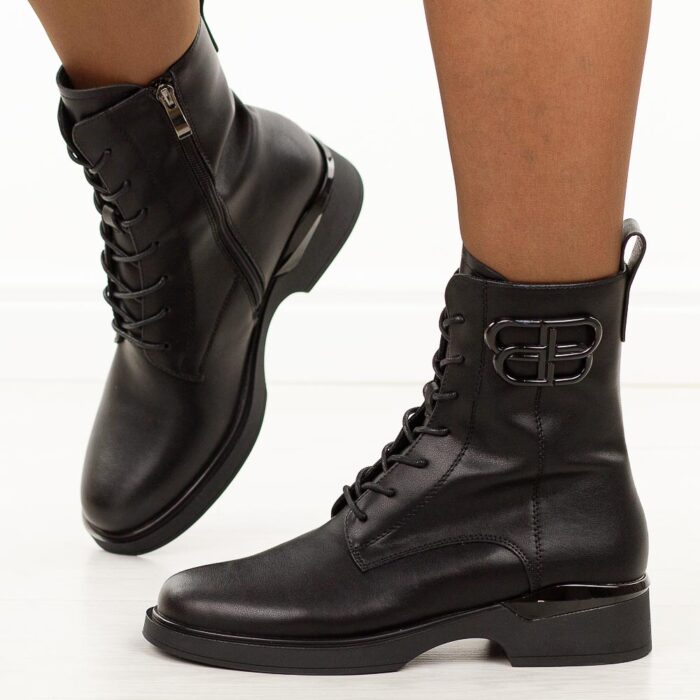 Czarne skórzane botki damskie Cambell 98309-wyprzedaż