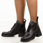 Czarne skórzane botki damskie DiA 52-869-wyprzedaż