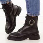 Czarne skórzane botki damskie Filippo Dbt6408/25-wyprzedaż