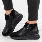 Czarne skórzane botki damskie Filippo dbt6348/24-wyprzedaż