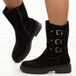 Czarne skórzane botki damskie Sergio Leone Bt25517S-wyprzedaż