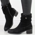 Czarne skórzane botki damskie Sergio Leone Bt354-S-wyprzedaż