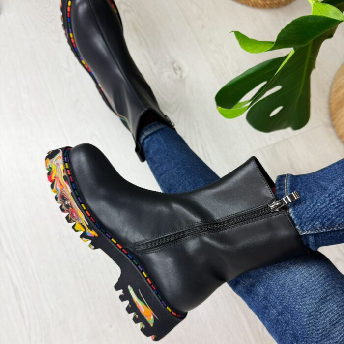 Czarne skórzane botki damskie T.Sokolski Z25-84-wyprzedaż