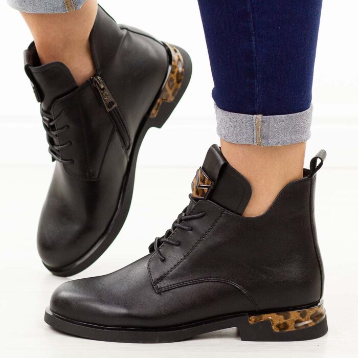 Czarne skórzane botki damskie Vinceza 66814-wyprzedaż