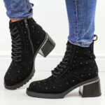 Czarne skórzane botki damskie na obcasie DiA 42-43-wyprzedaż