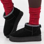 Czarne skórzane ciepłe zimowe mukluki