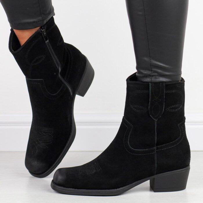 Czarne skórzane kowbojki damskie Sergio Leone Bt284-S-wyprzedaż