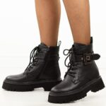 Czarne skórzane trapery damskie DiA 52-032-wyprzedaż