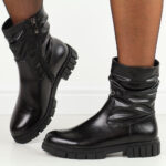 Czarne wysokie botki damskie Potocki 12489-wyprzedaż