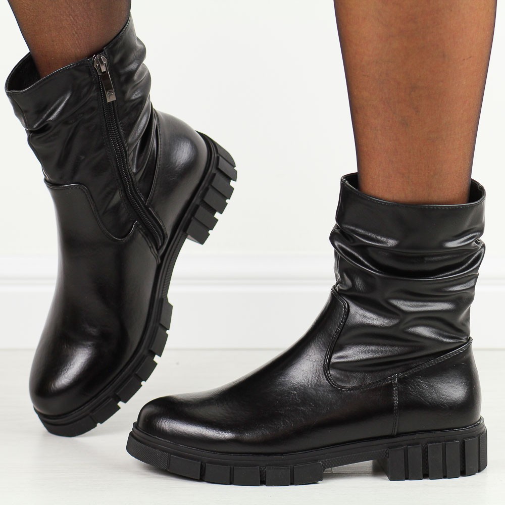 Czarne wysokie botki damskie Potocki 12489-wyprzedaż