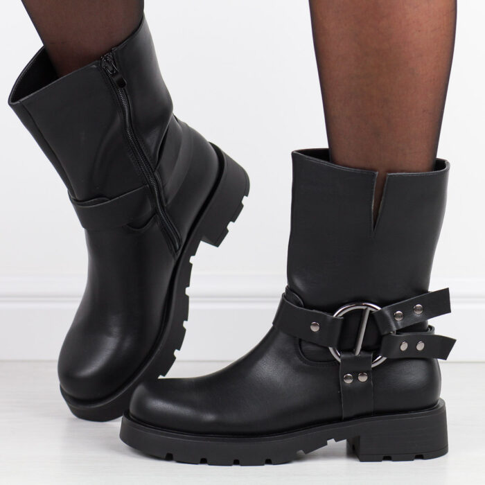 Czarne wysokie botki damskie Potocki 54300-wyprzedaż