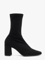 Czarne wyższe botki skarpetowe na słupku-wyprzedaż