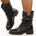 Czarne wyższe zimowe Polskie botki damskie Galant 3326-wyprzedaż