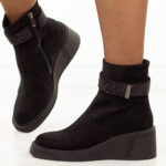 Czarne zamszowe botki damskie DiA 52-191-wyprzedaż