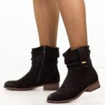Czarne zamszowe botki damskie Jezzi 9180-wyprzedaż