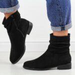 Czarne zamszowe botki damskie M.Daszyński 2251-4-wyprzedaż