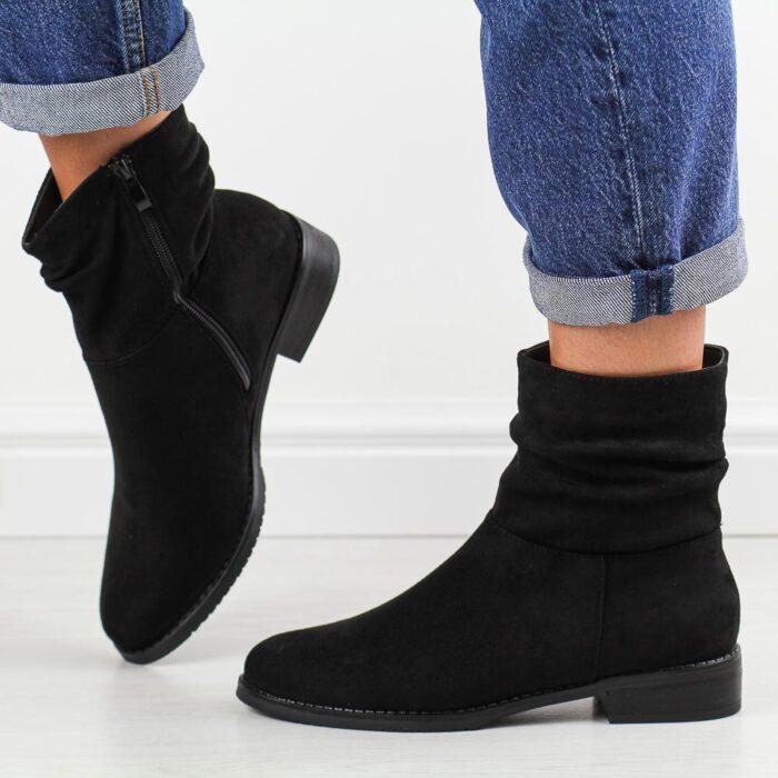 Czarne zamszowe botki damskie M.Daszyński 2251-4-wyprzedaż