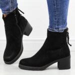 Czarne zamszowe botki damskie M.Daszyński 2426-5-wyprzedaż