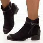 Czarne zamszowe botki damskie Potocki 12724-wyprzedaż