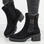 Czarne zamszowe botki damskie T.Sokolski Z24-167-wyprzedaż