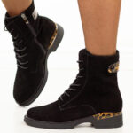 Czarne zamszowe skórzane botki damskie T.Sokolski Z25-39-wyprzedaż