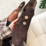 Czekoladowe jesienne Polskie botki damskie Deoni D409-wyprzedaż