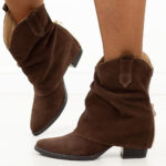 Czekoladowe zimowe Polskie kowbojki damskie Deoni D394-wyprzedaż