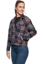 DAMSKA KURTKA JEANSOWA WRANGLER 80´S JACKET INDIGO CHECK W404WZ89M 112128697-wyprzedaż