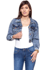 DAMSKA KURTKA JEANSOWA WRANGLER CROPPED JACKET RISKY BUSINESS W421GF25G 112128804-wyprzedaż