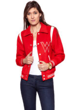 DAMSKA KURTKA PRZEJŚCIOWA WRANGLER BOMBER JACKET SALSA RED W4130VUWN 112128766-wyprzedaż