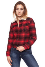 DAMSKA KURTKA PRZEJŚCIOWA WRANGLER SHERPA JACKET RED W4110XS47-wyprzedaż