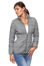 DAMSKA KURTKA ZIMOWA WRANGLER SHORT PUFFER MID GREY MEL W4104V537-wyprzedaż