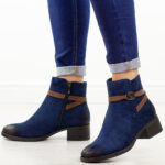 Granatowe botki damskie na obcasie Potocki 12738-wyprzedaż