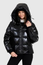 KARL LAGERFELD Czarna damska kurtka Hooded Down Jacket-wyprzedaż