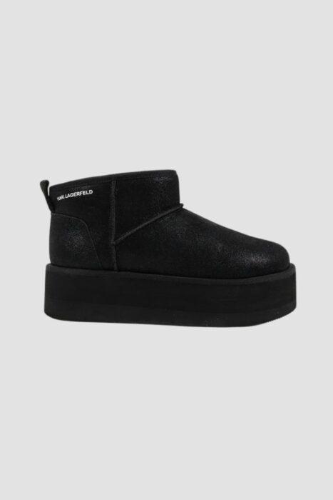 KARL LAGERFELD Czarne botki zamszowe THERMO Lo Slip On Boot